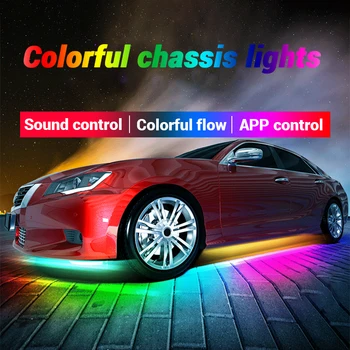 Araba esnek Underglow LED şerit ışık gövde altı APP kontrolü RGB Neon ışıkları rüya renk oto dekoratif ortam atmosfer lambası