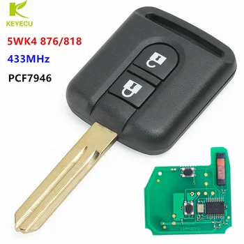 KEYECU Yedek Uzaktan anahtar Fob 2 Düğme 433 MHz ID46 Nissan Qashqai için Elgrand X-TRAİL Navara Micra Not Cabster NV200 PCF7946