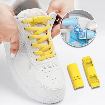 Manyetik Toka Ayakabı Hızlı Bağları Olmadan Sneakers Elastik Bağcıkları Hiçbir Ayakkabı Çocuklar Yetişkin Düz Lastik Bant Tembel Spor Shoestrings