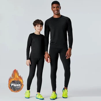 Erkek Spor Tayt Sıkıştırma İç Çamaşırı Sıcak Taban Katmanı Termal Gömlek Pantolon Polar Çocuklar termal iç çamaşır Kış koşu giysisi
