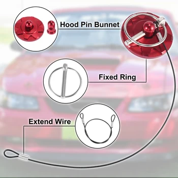 X Autohaux 2 Set Evrensel Araba Hood Pin Kiti Aksesuarları ile Alüminyum Alaşım Hood Pin Kilit Mandalı Yakalamak Motor Bonnets