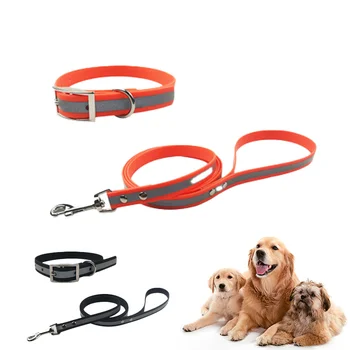 Köpek tasması PVC çekme halatı Seti Su Geçirmez Malzeme Yansıtıcı Kayış Alaşım Toka pet köpek tasması Tasma Seti Pet Malzemeleri