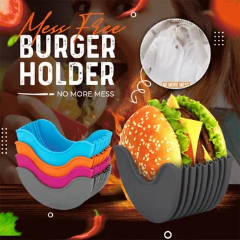 Burger Tutucular Silikon Hijyenik Kullanımlık Sandviç Kutusu Düşmesini Önlemek Dağınık İçermeyen Genişletilebilir mutfak aksesuarları Araçları