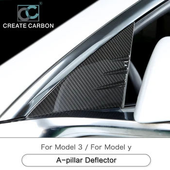 Karbon Fiber Bir Ayağı Pencere Üçgen kapak Tesla Modeli 3 / Y Aksesuarları Dış Modifikasyonu Bir Ayağı Dekoratif Yama