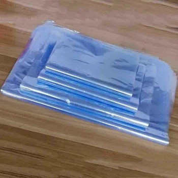 100 adet PVC toz geçirmez su geçirmez ısı Shrink Film çantası üfleyici ısı mühür düz ağız mavi şeffaf plastik gıda saklama çantası