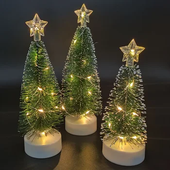LED Noel Ağacı gece lambası dekorasyon ışık Çam Mini Noel Yeni Yıl 2022 Hediye Dekor Çocuklar Süsler Ev Masa Navidad DIY
