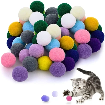 1000 adet Peluş Top Kedi Oyuncak Top İnteraktif Komik Peluş Yaratıcı Kitty Eğitim Pet Kedi Malzemeleri Streç Peluş Top Kedi Pom Oyuncaklar