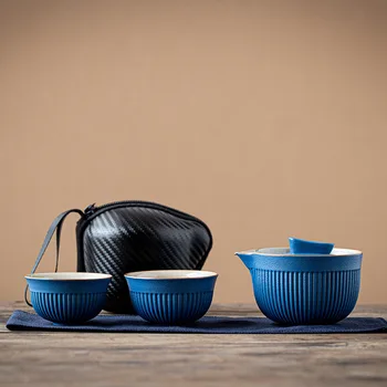 Taşınabilir Seyahat çay seti seramik demlik su ısıtıcısı hızlı tencere Bir pot ve iki bardak Teaware Çin İçecek TeapotsTea Bardak