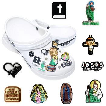 Tek Satış 1 adet Din Serisi PVC Ayakkabı Takılar Aksesuarları Dekorasyon Ayakkabı Tokaları Aksesuarları Fit Bantları Bilezikler Croc JIBZ