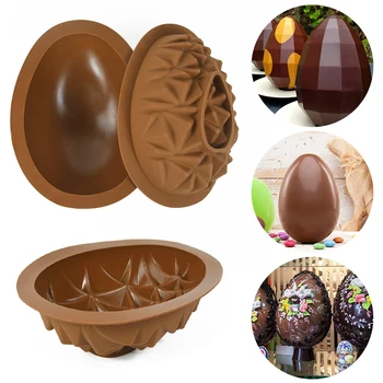Paskalya Yarım Küre silikon kalıp DIY Çikolata Yumurta Kalıpları ile Desen Pişirme Araçları için Mutlu Paskalya Mutfak Pişirme Aksesuarları 8