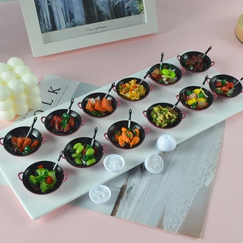 1/12 Dollhouse Minyatür Aksesuarları Mini Metal tencere Gıda Simülasyon Mutfak Mutfak Modeli Oyuncak Bebek Evi Dekor