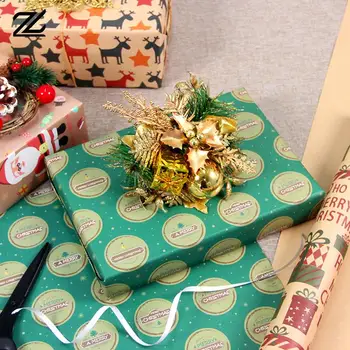 Noel hediyesi Ambalaj Kağıdı Retro Kraft Parti hediye Kağıdı 2023 Yeni Yıl Noel Partisi Ambalaj Malzemeleri Düğün Ambalaj Kağıdı