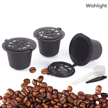 1/3/6 ADET Kullanımlık Nespresso kahve kapsülü kaşıklı fincan Fırça Siyah Doldurulabilir Kahve Kapsül Dolum Filtresi Coffeeware Hediye