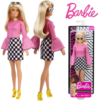 Orijinal Barbie Oyuncaklar FXL44 Bebek Pembe Bayan Pembe Elbise Altın Saç Bayan Elbise Seti Modu Tarzı Pop Bebek doğum günü hediyesi Pop FXL44