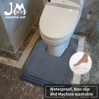 53 * 60cm Su emici ve çabuk kuruyan bellek pamuk Ev banyo kaymaz mat U şeklinde tuvalet halı makinesi yıkama