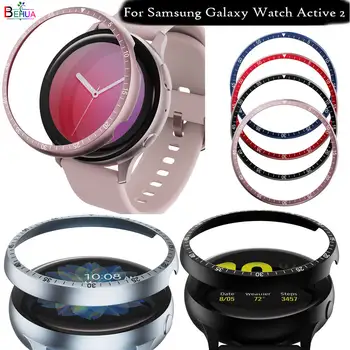 Metal Kasa Çerçeve Halka Kapak Samsung Galaxy saat Aktif 2 44mm 40mm Smartwatch Dial Yapışkanlı Anti Scratch koruyucu kabuk