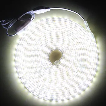 LED şerit anahtarı ile su geçirmez LED şerit ışık 220V LED ışıklar Şerit Bant beyaz 3M 5M 10M 30M 50M led şerit SMD 5050 AC 220V