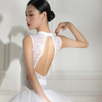 Elegance Seksi Bale Mayoları Kadınlar Kızlar için Beyaz Jimnastik Tulum Klasik dans kostümü Balerin Takımı Jimnastik Kapak