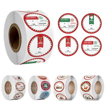 500 adet Merry Christmas Kraft Kağıt Noel Partisi Hediye Tatil Dekorasyon Mühür Pişirme Etiket Davetiye Mektubu Zarf Etiket