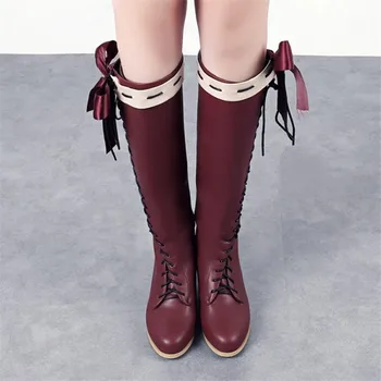 Anime Menekşe Evergarden Çünkü Lolita Çizmeler Cosplay Özelleştirilmiş Cosplay Ayakkabı Bayanlar Moda Eğlence Karikatür Yay Pu Lolita Ayakkabı