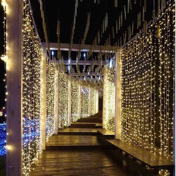 LED perde Icicle dize ışık 3x1/3x2 / 3x3 / 6x3 m bağlanabilir Noel çelenk ışıkları kapalı / açık parti düğün dekor ışıkları