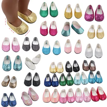 25 Renk Seçin, el Yapımı 7cm Basit Tarzı Pul Ayakkabı 18 İnç Amerikan ve 43 Cm Bebek Yeni Doğan Bebek Ayakkabı ve Aksesuarları