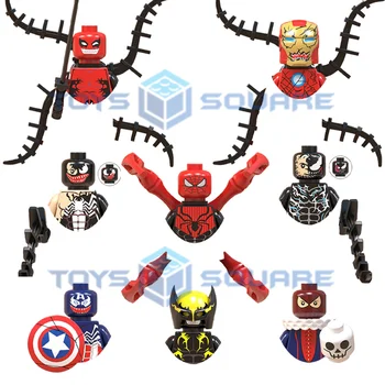 Venom Demir Adam Wolverine Örümcek Kaptan Amerika Deadpool Modeli Yapı Taşları MOC Tuğla Seti Hediyeler Oyuncaklar Çocuklar İçin