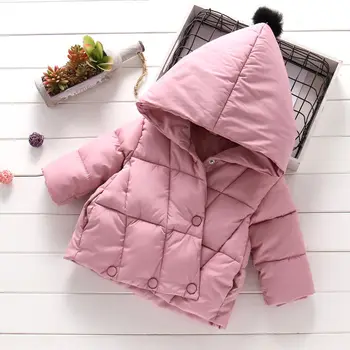 Kızın Kalın Pamuklu dolgulu giysiler çocuk Kış Giysileri Düz Renk Sevimli Üst çocuk Rahat Sıcak Pamuklu Kapüşonlu Giysiler