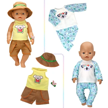 Giysileri bebek fit 43cm bebek oyuncakları doğan oyuncak bebek giysileri aksesuarları Karikatür kart kıyafetler, elbiseler, ayakkabı