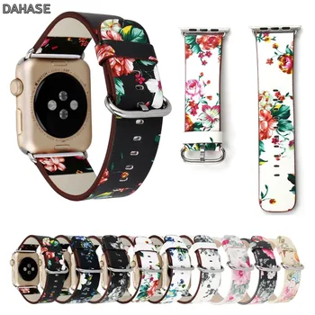 Çiçek Deri Döngü Watchband iWatch için 4 3 2 1 Kayış apple saat bandı 38mm 42mm 40mm 44mm Çiçek Tasarım saat kayışı