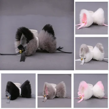Hayvan Cosplay Kürklü Kedi Kulaklar Tokalar Kabarık Peluş Cosplay Saç Klipleri Barrette Cadılar Bayramı Performans Kostüm Aksesuarları