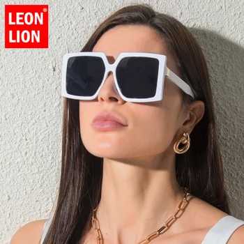 LeonLion 2021 Kare Büyük Boy Güneş Kadınlar Yüksek Kaliteli Gözlük Kadınlar / Erkekler Lüks Marka Gözlük Kadınlar Gafas De Sol Adam