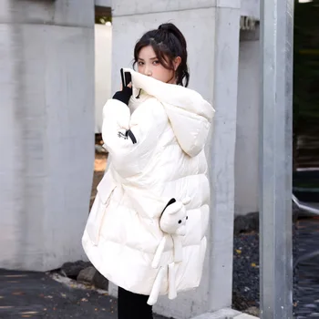 Moda kapitone ceket Kadınlar Yeni Kış Giysileri Gevşek Kore Versiyonu Düz Renk Stand-up Yaka Sıcak Sevimli kapitone ceket