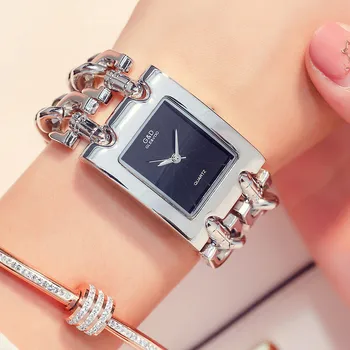 G-Ge Kadın Bilek Gümüş Kuvars Saatler Reloj Mujer Bayanlar Relogio Feminino Saatler Üst Marka Lüks Saat Hediye Kadınlar için Saatler 