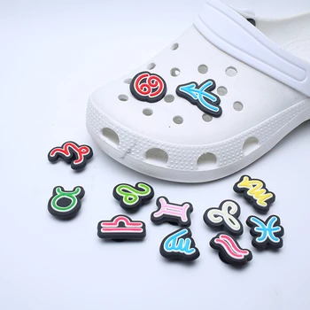 Tek Satış 12 Takımyıldızı Sembolleri PVC Ayakkabı Takılar Sevimli Akrep Leo Başak ayakkabı tokası Dekorasyon Jıbz fit Croc Çocuklar X-mas Hediye