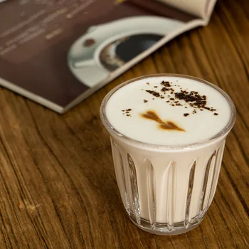 Dikey Çizgili Cam espresso fincanı İsıya Dayanıklı Cam Kahve Kupa Ev Cafe Ofis Latte Buz Amerikan Fincan Süt çay bardağı Hediyeler