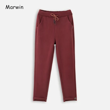Marwin 2020 Yeni Gelen Bahar İmparatorluğu Katı Ofis bayanlar Rahat Yüksek Sokak Moda Yüksek Elastik Bel Pantolon Orta Yaşlı Pantolon