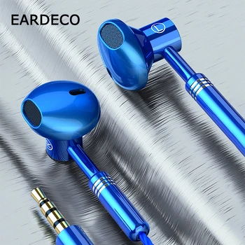 EARDECO Kulaklıkl Kulaklık 9D Stereo Kulaklık Mic Kulak Kablolu Kulaklıklar Bas Tel Earphon Kulaklık Telefon Kulaklık Mikrofon İle