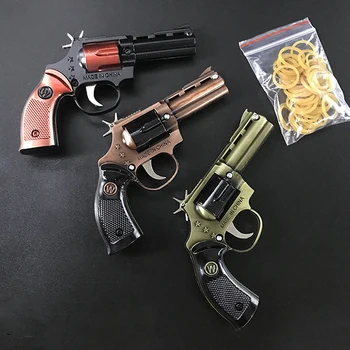 Patlama tabanca lastik bant tabancası retro nostaljik çocuk oyuncak küçük tabanca alaşım metal silah modeli koleksiyonu