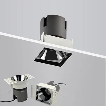 Kare / Yuvarlak Kutu Spot Kısılabilir Trimless gömme projektör 5W 7W 12W COB LED ızgara ışıkları Tavan Lambası iç mekan aydınlatması