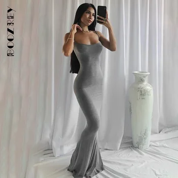 BoozRey Rahat Kolsuz Sling Katı uzun elbise Kadınlar için Zarif Sıska Bodycon Elbiseler Kat Uzunlukta 2022 yaz elbisesi Kadın