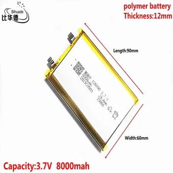 Yüksek kaliteli 3.7 V Lityum polimer 8000mAh 126090 Yumuşak paket pil İçin Güç Bankası Bluetooth Hoparlörler Tablet DVD pil