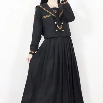 Fonekıe Japon Ortodoks Kraliyet Takım Elbise Üniforma Denizci Elbisesi Jk Üniforma Gömlek Etek 2 Parça Set Kolej Tarzı Pilili Etek Setleri
