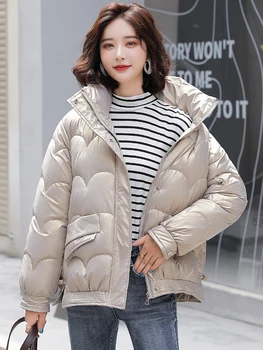 Kadın Parka 2022 Yeni Kış Ceket Pamuk Yastıklı Kadın Ceket Dış Giyim Moda Kalın Sıcak Kore Parkas Katı Basit Ceketler