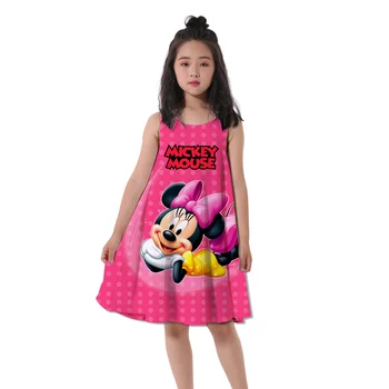 2-16Y Minnie Mouse Elbise Leopar Baskı Noel Partisi Elbiseleri Çocuk Kız Doğum Günü Hediyeleri Genç Kız Elbise Bebek Kız Giysileri