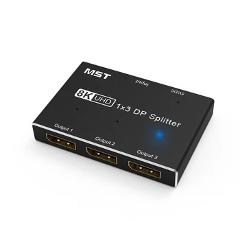 DisplayPort Splitter 1 ın 3 Out 8K@30Hz 4K@144Hz DP 1.4 Üçlü Splitter MST SST Hub Adaptörü 1 * 3 Bağlantı Noktası için 3 Ultra HD Ekran Bağlantı Noktası