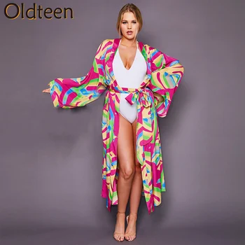 Yeni Moda 2022 Bohemian Bikini Cover-up Retro Çizgili Kuşaklı Kadın Yaz Boho Seksi Elbise Plaj Kıyafeti mayo Cover Up hediyeler