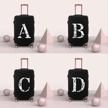 Seyahat Seti Bagaj Kapağı Kalın Koruyucu Kapak Yıkanabilir Bagaj Kapağı Elastik bavul kılıfı Anti-Scratch Beyaz Noktalar Harfler