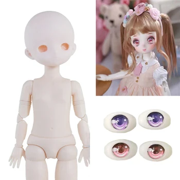 DIY 30cm Bebek İki Boyutlu Bebek Anime Yüz Mor / pembe Gözler Makyaj Bebek 22 eklem Hareketli Vücut Güzel Kız Oyuncak Hediye