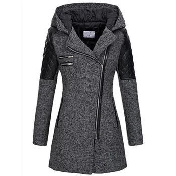 5XL Kış Sıcak İnce Fermuar Kadın Ceket Yeni Kalınlaşma Pamuk Kapüşonlu Splice Palto Dış Giyim Parkas